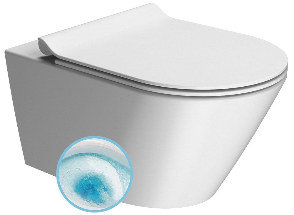 KUBE X Vas WC suspendat, GeniusFlush, 36x55cm, alb dual-mat