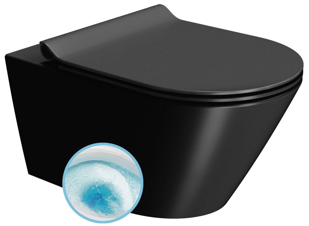 KUBE X Vas WC suspendat, GeniusFlush, 36x55cm, negru dual-mat