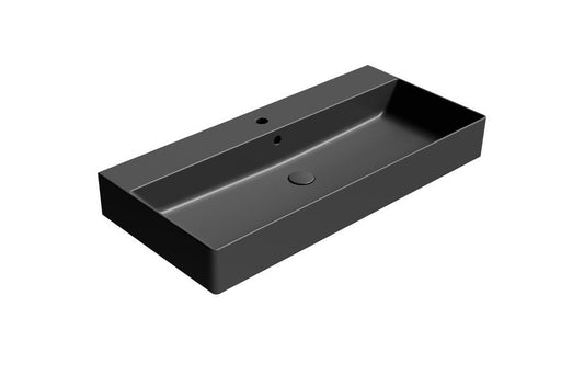 KUBE X Lavoar ceramic 100x47cm, muchie inferioară rectificată, negru mat