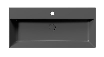 KUBE X Lavoar ceramic 100x47cm, muchie inferioară rectificată, negru mat