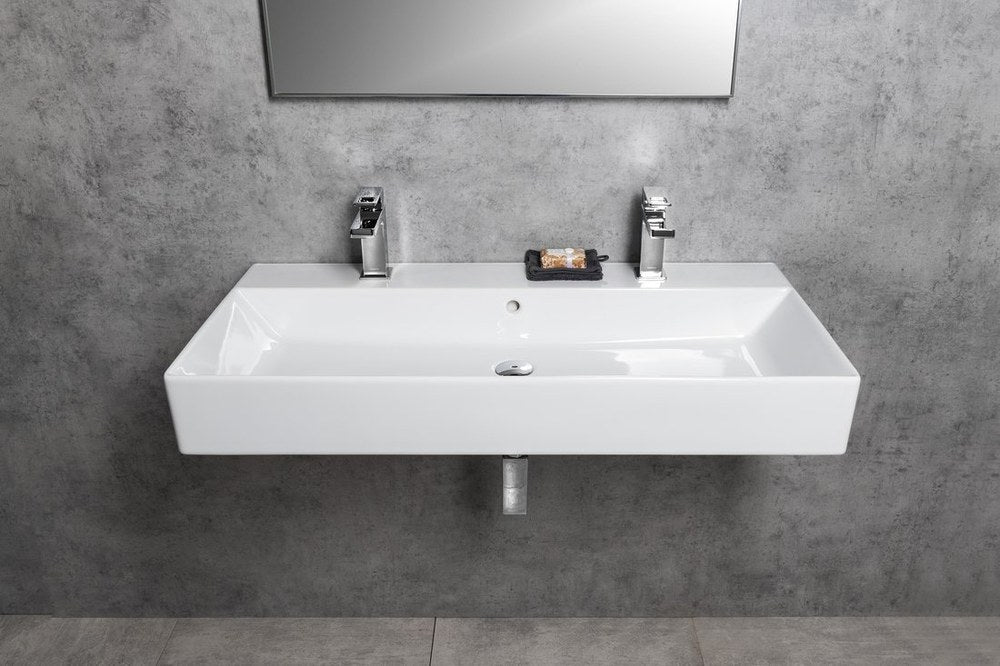 KUBE X Lavoar ceramic dublu 100x47cm, muchie inferioară rectificată, alb ExtraGlaze