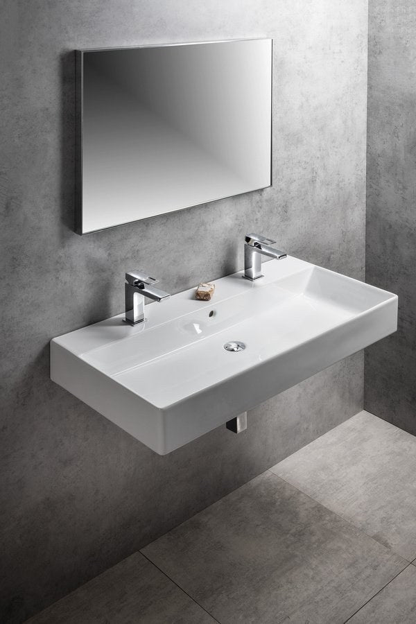 KUBE X Lavoar ceramic dublu 100x47cm, muchie inferioară rectificată, alb ExtraGlaze