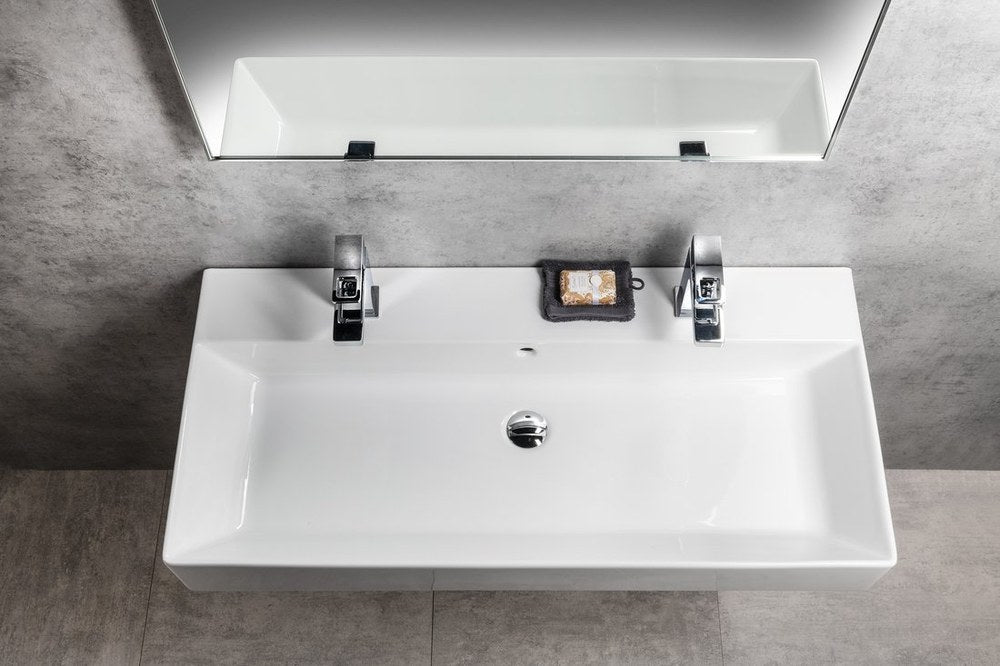 KUBE X Lavoar ceramic dublu 100x47cm, muchie inferioară rectificată, alb ExtraGlaze