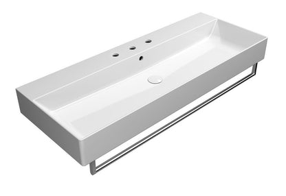 KUBE X Lavoar ceramic 120x47cm, 3 orificii baterie, alb ExtraGlaze