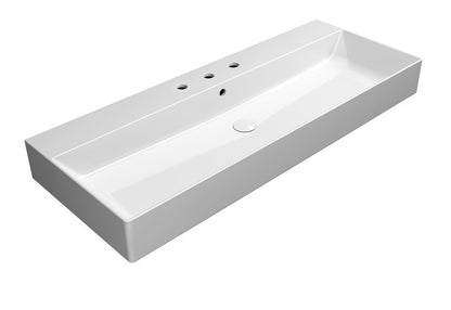 KUBE X Lavoar ceramic 120x47cm, muchie inferioară rectificată, 3 orificii baterie, alb ExtraGlaze