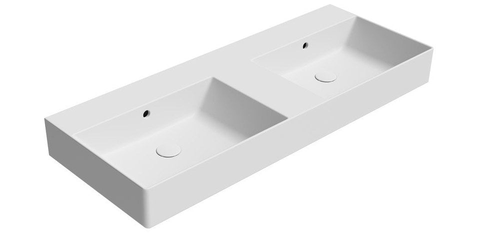 KUBE X Lavoar ceramic dublu 120x47cm, fără orificiu baterie, alb mat