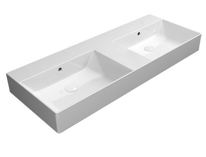 KUBE X Lavoar ceramic dublu 120x47cm, fără orificiu baterie, alb ExtraGlaze