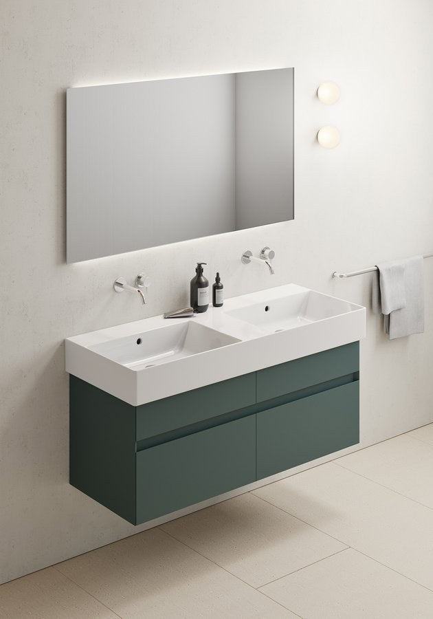 KUBE X Lavoar ceramic dublu 120x47cm, fără orificiu baterie, alb ExtraGlaze