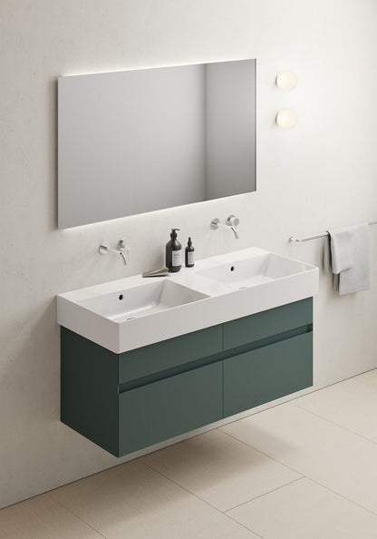 KUBE X Lavoar ceramic dublu 120x47cm, fără orificiu baterie, alb ExtraGlaze