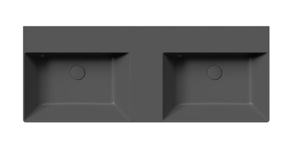 KUBE X Lavoar ceramic dublu 120x47cm, fără orificiu baterie, negru mat