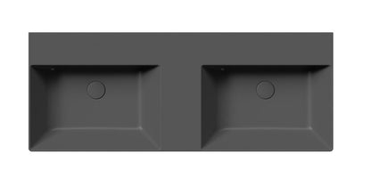 KUBE X Lavoar ceramic dublu 120x47cm, fără orificiu baterie, negru mat