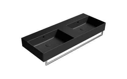 KUBE X Lavoar ceramic dublu 120x47cm, fără orificiu baterie, negru mat
