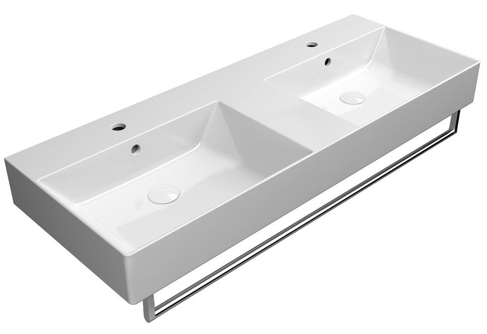 KUBE X lavoar dublu ceramic 120x47cm, alb ExtraGlaze