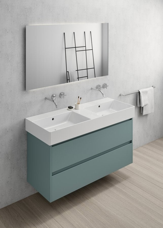 KUBE X Lavoar ceramic dublu 120x47cm, muchie inferioară rectificată, fără orificiu baterie, alb ExtraGlaze