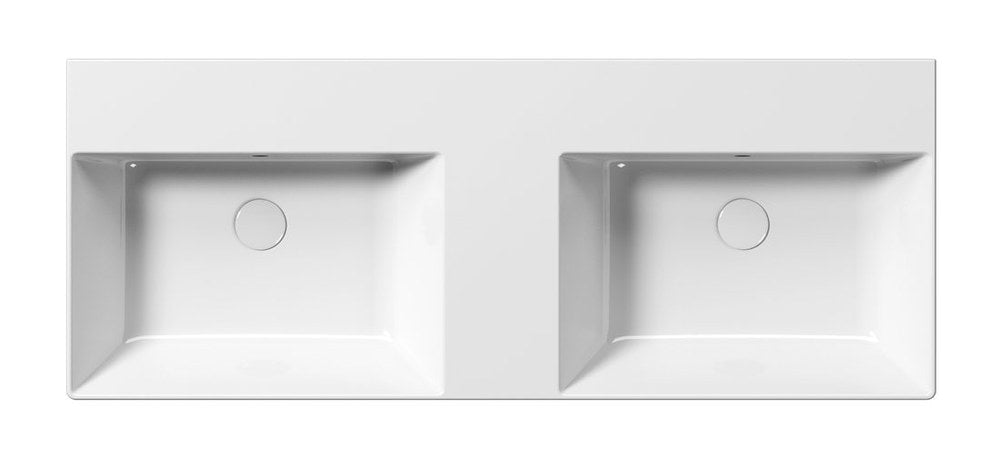 KUBE X Lavoar ceramic dublu 120x47cm, muchie inferioară rectificată, fără orificiu baterie, alb ExtraGlaze