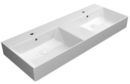 KUBE X Lavoar ceramic dublu 120x47cm, muchie inferioară rectificată, alb ExtraGlaze