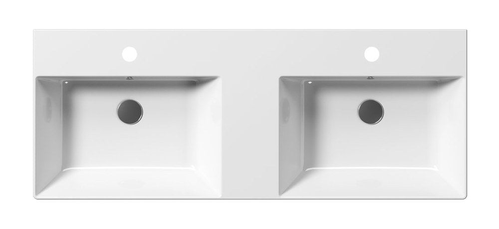 KUBE X Lavoar ceramic dublu 120x47cm, muchie inferioară rectificată, alb ExtraGlaze