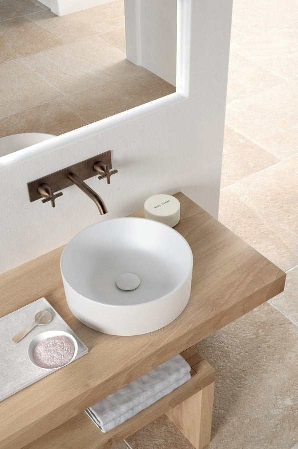 KUBE X Lavoar ceramic pe blat Ø40cm, alb mat