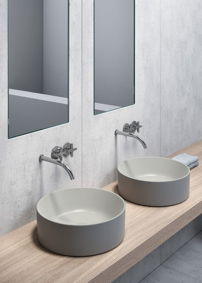 KUBE X Lavoar ceramic pe blat, Ø40cm, cenere mat
