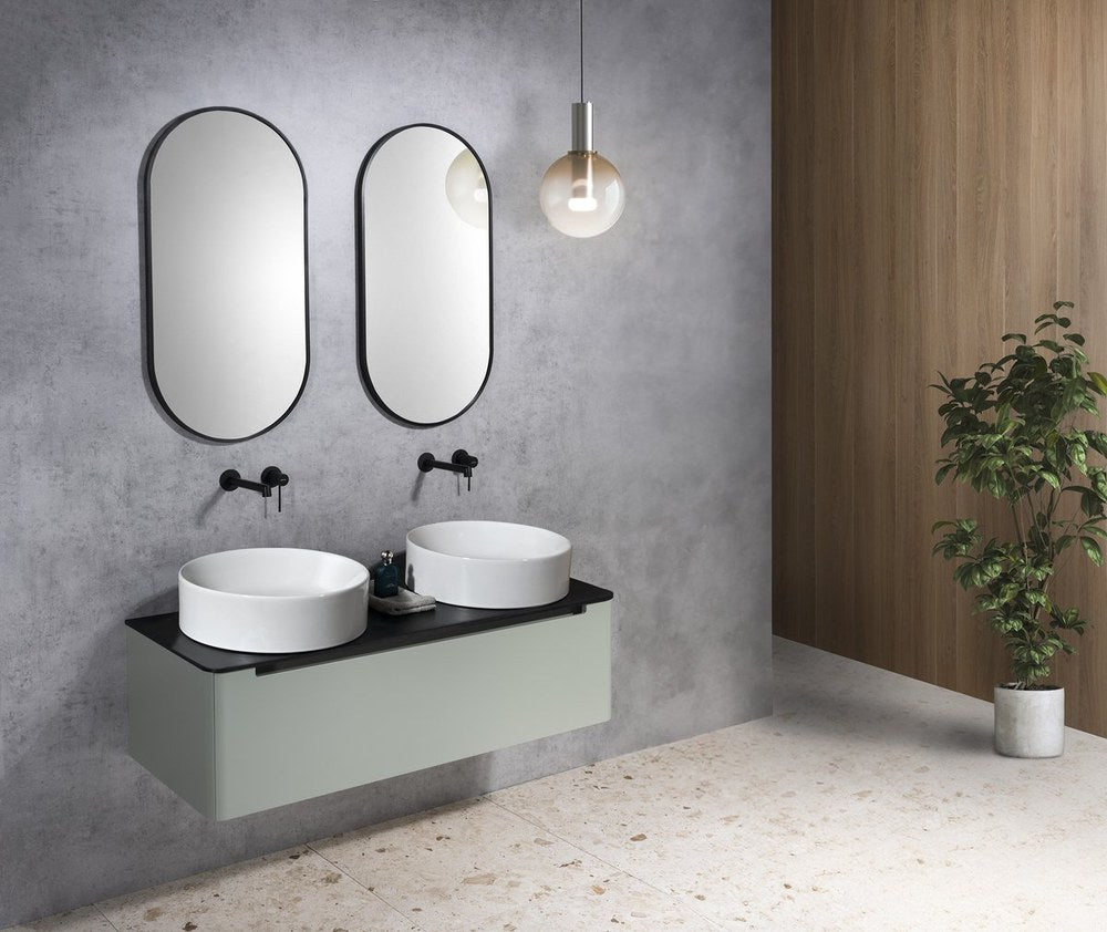 KUBE X lavoar ceramic pe blat Ø45cm, alb ExtraGlaze