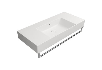 KUBE X Lavoar ceramic 100x47cm cu polițe, fără orificiu baterie, alb mat