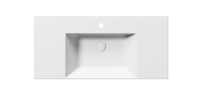 KUBE X Lavoar ceramic 100x47cm cu polițe, alb mat