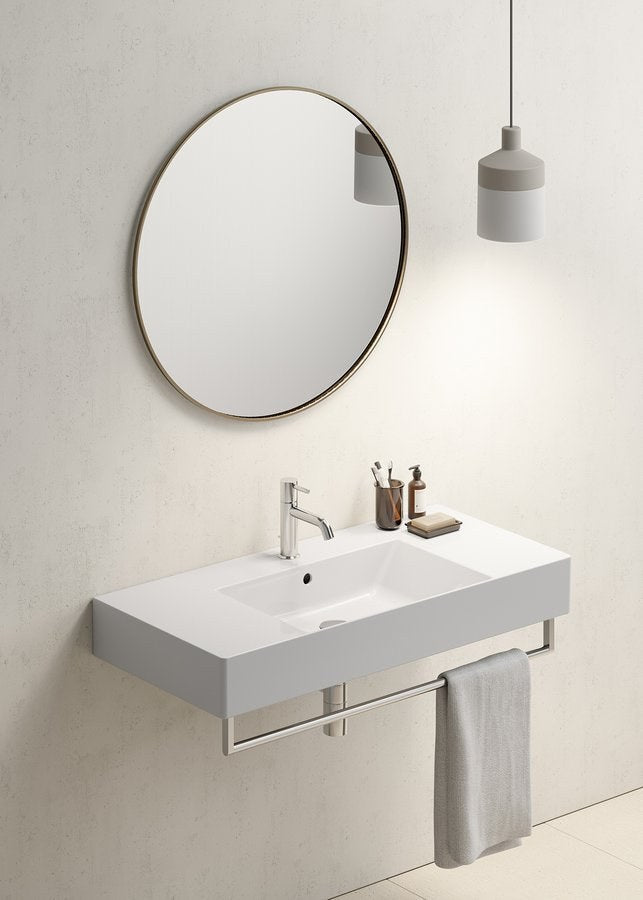 KUBE X Lavoar ceramic 100x47cm cu polițe, muchie inferioară rectificată, alb ExtraGlaze