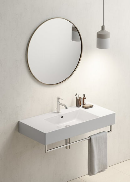 KUBE X Lavoar ceramic 100x47cm cu polițe, muchie inferioară rectificată, alb ExtraGlaze