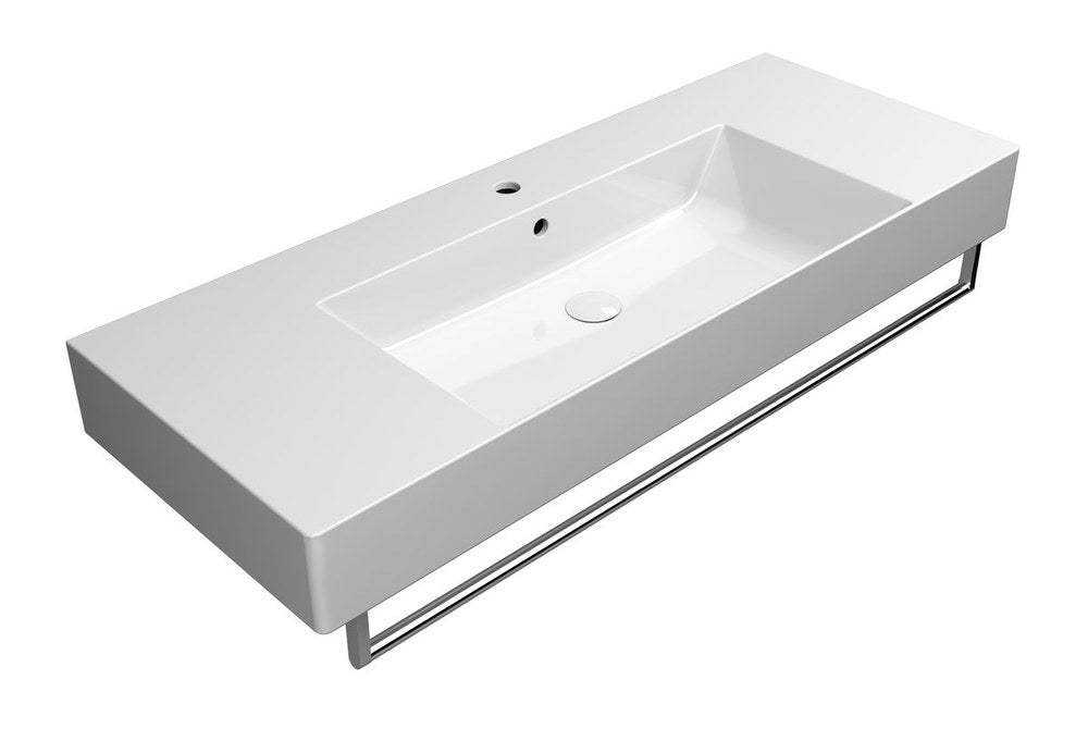 KUBE X Lavoar ceramic 120x47cm cu polițe, alb ExtraGlaze