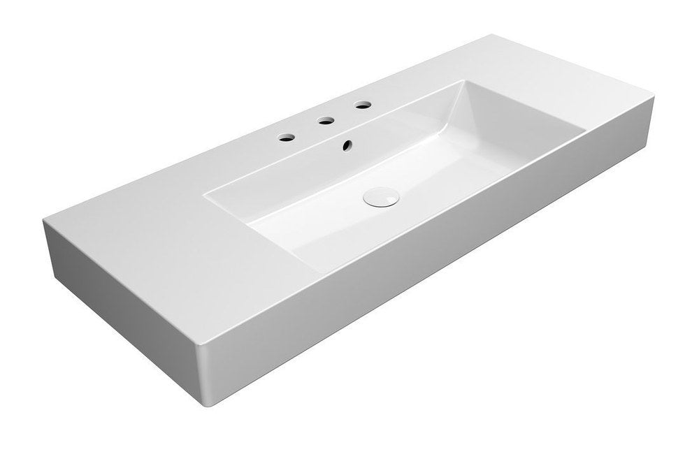 KUBE X Lavoar ceramic 120x47cm cu polițe, 3 orificii baterie, alb ExtraGlaze