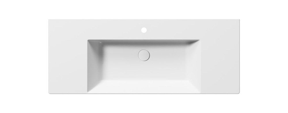KUBE X Lavoar ceramic 120x47cm cu polițe, muchie inferioară rectificată, alb mat