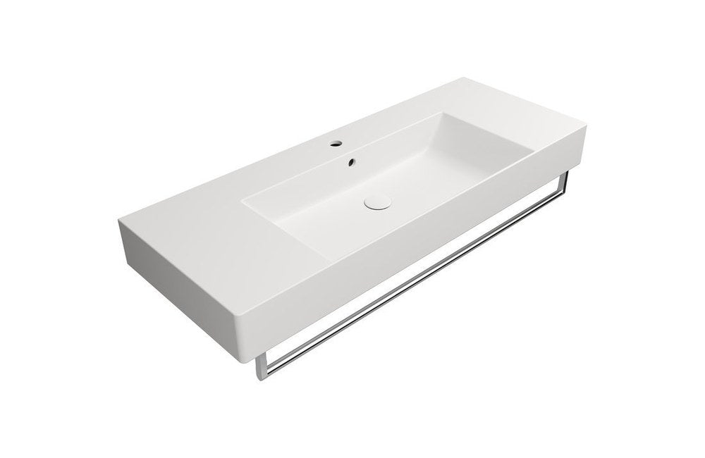 KUBE X Lavoar ceramic 120x47cm cu polițe, muchie inferioară rectificată, alb mat