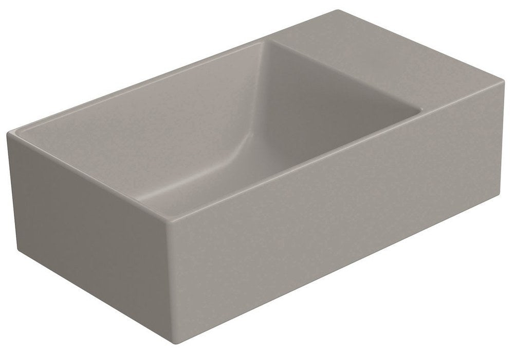 KUBE X Lavoar ceramic 40x23cm, fără orificiu baterie, dreapta/stânga, tortora mat