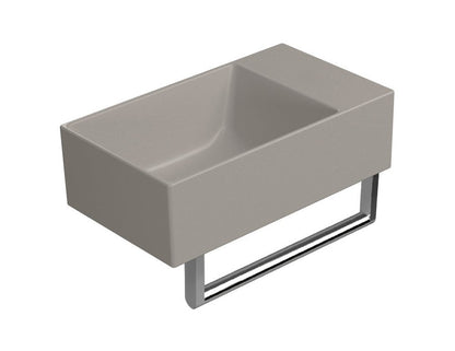 KUBE X Lavoar ceramic 40x23cm, fără orificiu baterie, dreapta/stânga, tortora mat