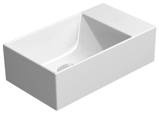 KUBE X lavoar ceramic 40×23 cm, fără orificiu, stânga/dreapta, alb mat