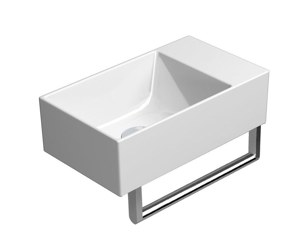 KUBE X lavoar ceramic 40×23 cm, fără orificiu baterie, stânga/dreapta, alb ExtraGlaze