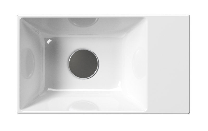KUBE X lavoar ceramic 40×23 cm, fără orificiu baterie, stânga/dreapta, alb ExtraGlaze