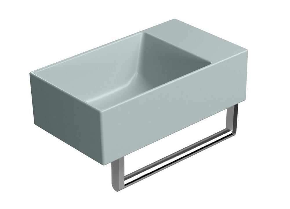 KUBE X Lavoar ceramic 40x23cm, fără orificiu baterie, dreapta/stânga, ghiaccio mat