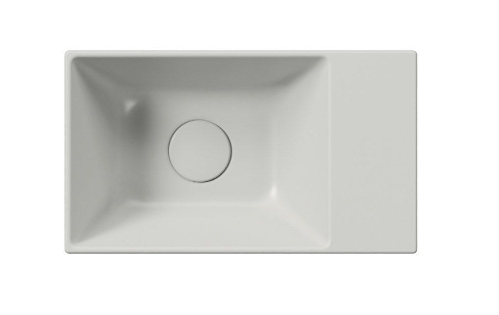 KUBE X Lavoar ceramic 40x23cm, fără orificiu baterie, dreapta/stânga, cenere mat