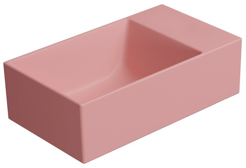 KUBE X Lavoar ceramic 40x23cm, fără orificiu baterie, dreapta/stânga, blush mat
