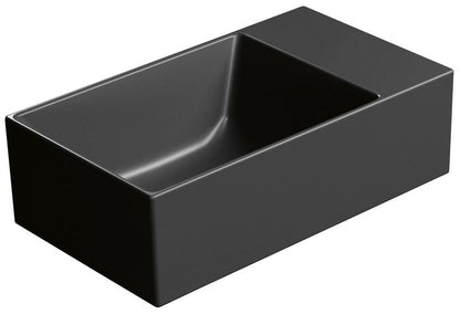 KUBE X Lavoar ceramic 40x23cm, fără orificiu baterie, dreapta/stânga, negru mat