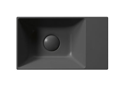 KUBE X Lavoar ceramic 40x23cm, fără orificiu baterie, dreapta/stânga, negru mat