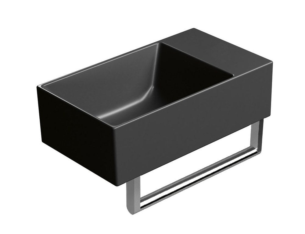 KUBE X Lavoar ceramic 40x23cm, fără orificiu baterie, dreapta/stânga, negru mat