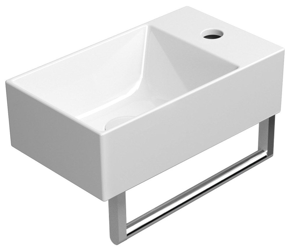 KUBE X lavoar ceramic 40×23 cm, stânga/dreapta, alb ExtraGlaze