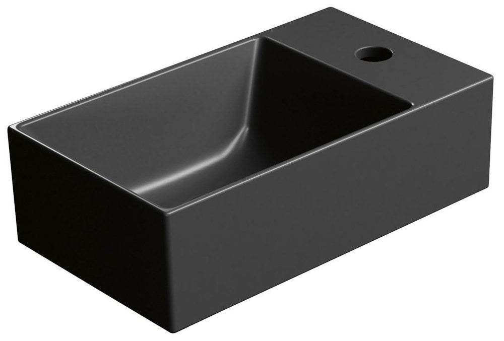 KUBE X lavoar ceramic 40×23 cm, stânga/dreapta, negru mat