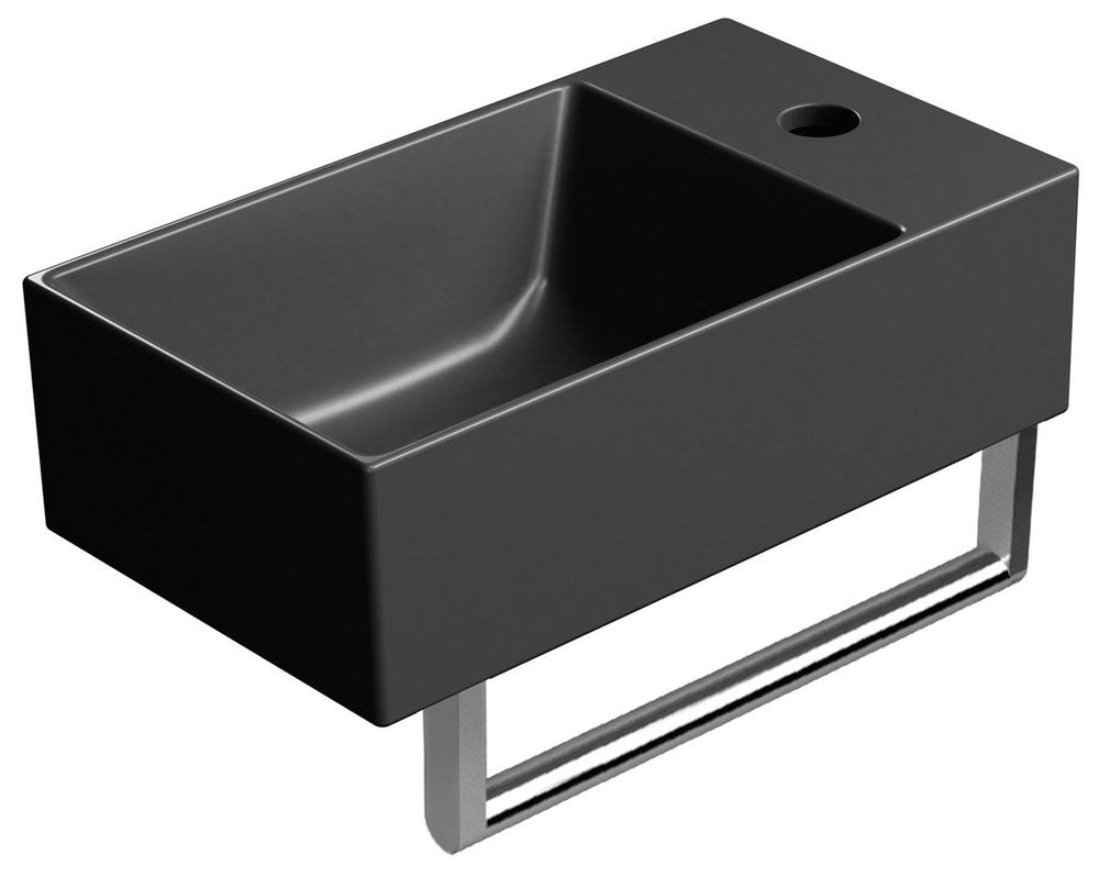 KUBE X lavoar ceramic 40×23 cm, stânga/dreapta, negru mat