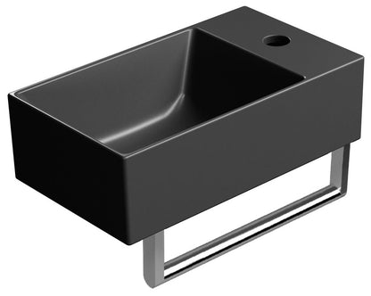 KUBE X lavoar ceramic 40×23 cm, stânga/dreapta, negru mat