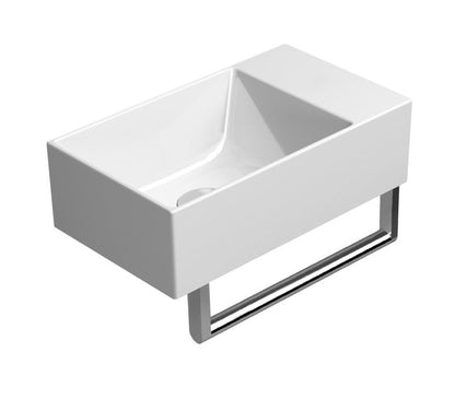 KUBE X Lavoar ceramic 40x23cm, muchie inferioară rectificată, fără orificiu baterie, dreapta/stânga, alb mat