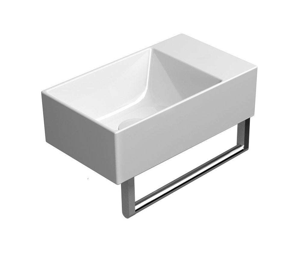 KUBE X lavoar ceramic 40x23cm, muchie inferioară rectificată, fără orificiu baterie, dreapta/stânga, alb ExtraGlaze