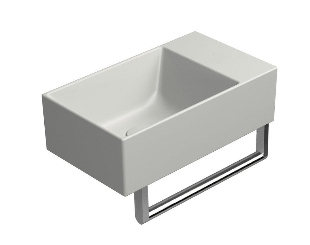 KUBE X Lavoar ceramic 40x23cm, muchie inferioară rectificată, fără orificiu baterie, dreapta/stânga, negru mat